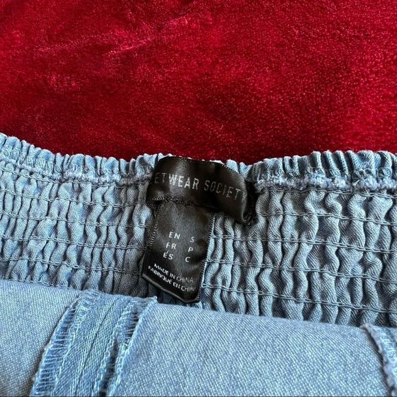 Strapless cropped denim corset - Picture 6 of 8